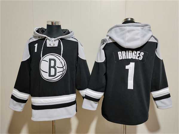 Men's Brooklyn Nets #1 Mikal Bridges Black Lace-Up Pullover Hoodie,We sell and wholesale Men's Brooklyn Nets #1 Mikal Bridges Black Lace-Up Pullover Hoodie on line form chian!